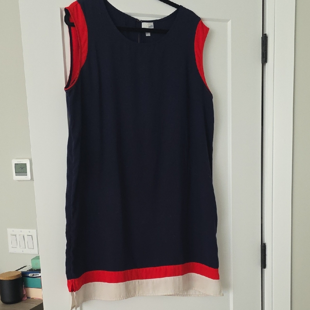 14th & Union Navy Sleeveless Mini Dress with Red and Cream Trim
